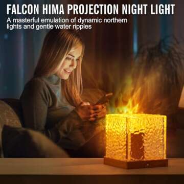 FALCON HIMA Northern Lights Projector - Rechargeable & Remote-Controlled LED Night Light
