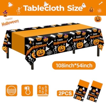 Halloween Tablecloths for Spooky Party Decor - 2 Pack