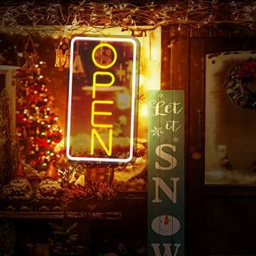 Sugarneon LED Neon Open Sign, 16.5x 9 Open Sign for Business, Powered by USB with ONOFF Switch, Adjustable Brightness Neon Lights for Party Bar Salon Coffee Stores Hotel Wall Decor Neon Light Sign