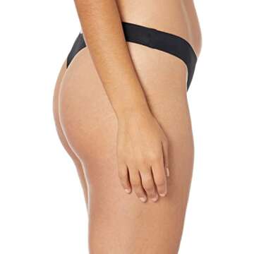 Amazon Essentials Seamless Underwear for Women Thong, Bonded Stretch, 4-Pack, Black, X-Small