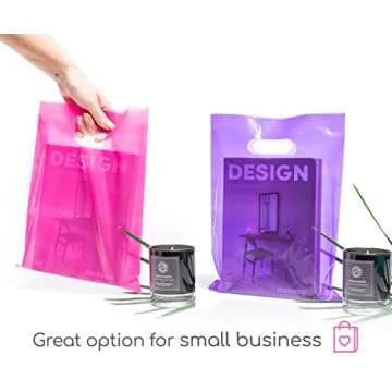 Choice Marts 200 Pink & Purple Merchandise Bags 100 Pink and 100 Purple 9"x12" Bags for Small Business 1.5Mil Thick Glossy Suitable for Retail And Boutiques With Handles