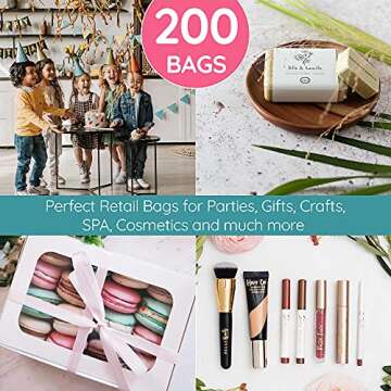 Choice Marts 200 Pink & Purple Merchandise Bags 100 Pink and 100 Purple 9"x12" Bags for Small Business 1.5Mil Thick Glossy Suitable for Retail And Boutiques With Handles