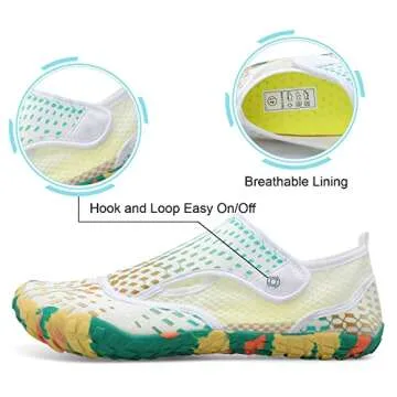 Womens and Mens Water Shoes Thicken Soles Cozy Breathable Barefoot Athletic Aqua Shoes for Beach Swim Pool Diving Hiking Water Sports 8.5 Women/7.5 Men