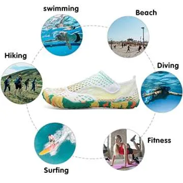 Womens and Mens Water Shoes Thicken Soles Cozy Breathable Barefoot Athletic Aqua Shoes for Beach Swim Pool Diving Hiking Water Sports 8.5 Women/7.5 Men