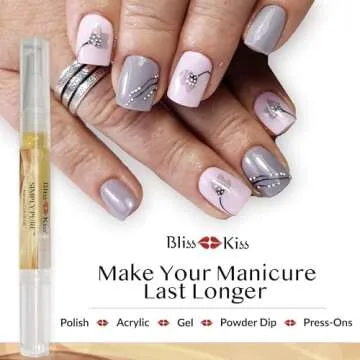 Bliss Kiss | 4 Vanilla Fragrance Nail Oil Cuticle Pens w/Vitamin E & Jojoba⏤Nail Strengthener Nail Growth Serum for Brittle Peeling Breaking Thin Nails
