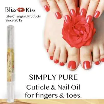 Bliss Kiss | 4 Vanilla Fragrance Nail Oil Cuticle Pens w/Vitamin E & Jojoba⏤Nail Strengthener Nail Growth Serum for Brittle Peeling Breaking Thin Nails