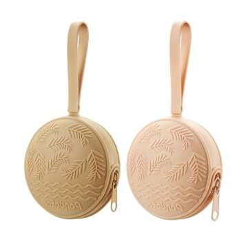 PandaEar Silicone Pacifier Holder Case for Diaper Bag, 2 Pack Baby Pacifier Case Binky Holder, Portable Pacifier Cover Pouch Organizer Bag, BPA-Free Pacifier Travel Case for Boys & Girls