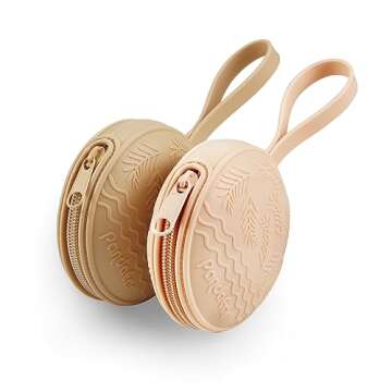 PandaEar Silicone Pacifier Holder Case for Diaper Bag, 2 Pack Baby Pacifier Case Binky Holder, Portable Pacifier Cover Pouch Organizer Bag, BPA-Free Pacifier Travel Case for Boys & Girls