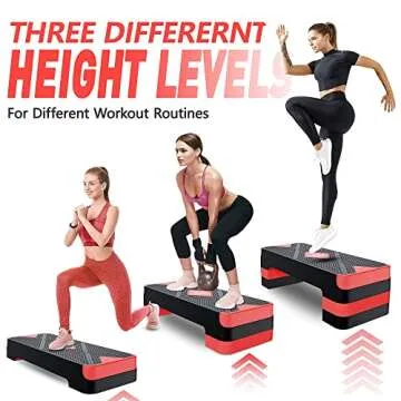 GYMMAGE Aerobic Exercise Stepper - Adjustable Height Workout Platform, 26.5" Step Deck with 4", 6", 8" Risers, Women's Home Gym Cardio Fitness