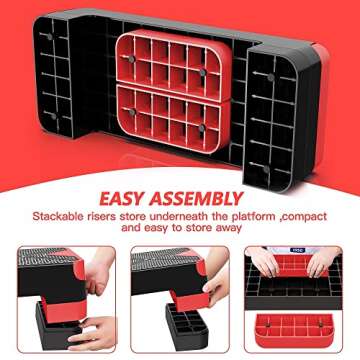 GYMMAGE Aerobic Exercise Stepper - Adjustable Height Workout Platform, 26.5" Step Deck with 4", 6", 8" Risers, Women's Home Gym Cardio Fitness