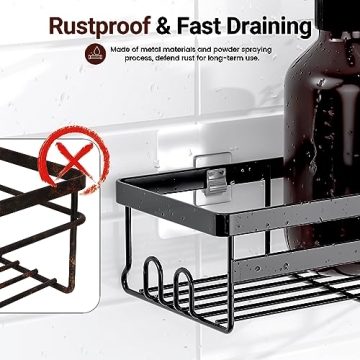 WOWBOX No Drill Rust-Proof Shower Caddies 2 Pack