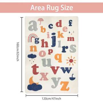 ABREEZE Play Mat, Faux Wool Kids Play Area Rugs 4' x 5.3' Non-Slip Childrens Carpet ABC Number Educa...