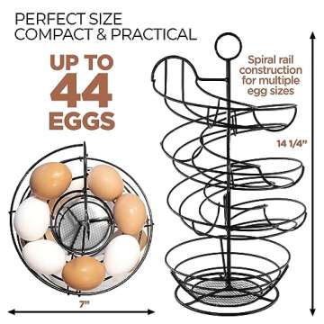Fresh Egg Holder Countertop, Egg Skelter, Spiral Egg Holder with Storage Basket, Chicken Egg Holder,...