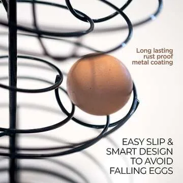 Fresh Egg Holder Countertop, Egg Skelter, Spiral Egg Holder with Storage Basket, Chicken Egg Holder, Large Capacity Egg Storage for Kitchen, Holds Up to 3 Dozen Eggs