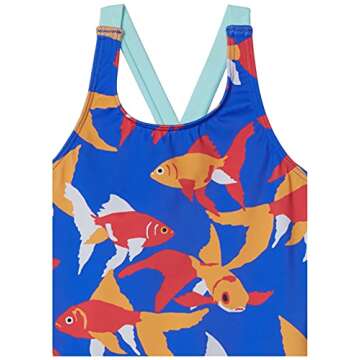 Spotted Zebra Toddler Girls' One-Piece Swimsuit, Goldfish, 3T