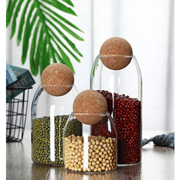 MOLFUJ Stylish 750ML Glass Storage Canister with Cork Lid