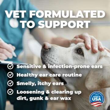 Mighty Petz Gentle Dog & Cat Ear Cleaner - Effective & Soothing 8 oz