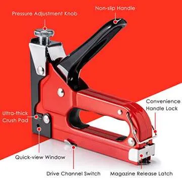 Upholstery Heavy Duty, 4 in 1 Stapler Gun with 6000 Staples, Remover, Manual Brad Nailer Power Adjus...