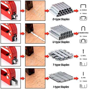 Upholstery Heavy Duty, 4 in 1 Stapler Gun with 6000 Staples, Remover, Manual Brad Nailer Power Adjustment Stapler Gun for Wood, Upholstery, Carpentry, Decoration DIY Staple Gun