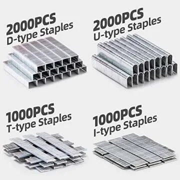 Upholstery Heavy Duty, 4 in 1 Stapler Gun with 6000 Staples, Remover, Manual Brad Nailer Power Adjustment Stapler Gun for Wood, Upholstery, Carpentry, Decoration DIY Staple Gun