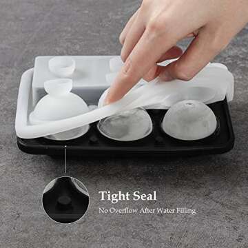 Morfone Silicone Ice Cube Tray and Square Ice Mold Combo for Whiskey, Cocktails and Homemade Drinks - With Lid and Funnel for Easy Release