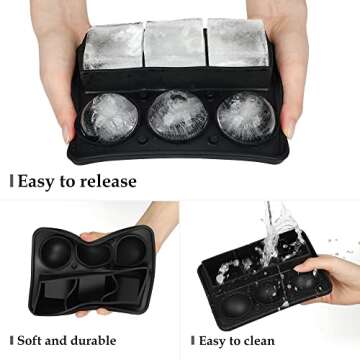 Morfone Silicone Ice Cube Tray and Square Ice Mold Combo for Whiskey, Cocktails and Homemade Drinks - With Lid and Funnel for Easy Release