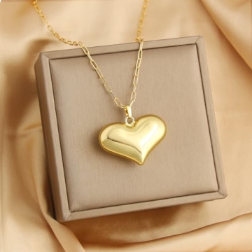 Z ZACHÉ 18K Gold Plated Chunky Heart Necklace for Women