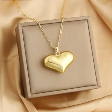 Z ZACHÉ 18K Gold Plated Chunky Heart Necklace for Women