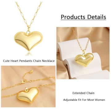 Z ZACHÉ 18K Gold Plated Chunky Heart Necklace for Women