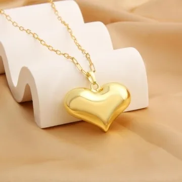 Z ZACHÉ 18K Gold Plated Chunky Heart Necklace for Women