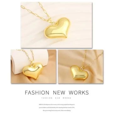 Z ZACHÉ 18K Gold Plated Chunky Heart Necklace for Women