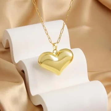 Z ZACHÉ 18K Gold Plated Chunky Heart Necklace for Women