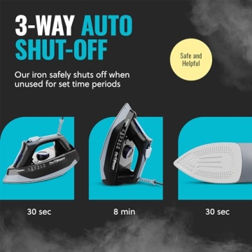 PurSteam 1700W Steam Iron with Self-Cleaning Soleplate