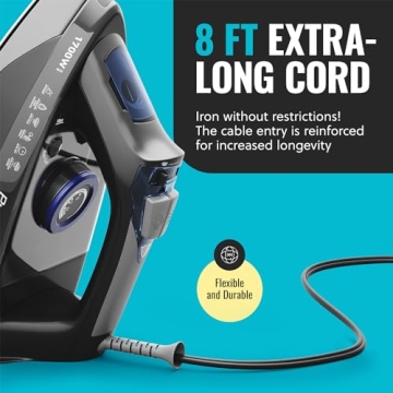 PurSteam 1700W Steam Iron with Self-Cleaning Soleplate