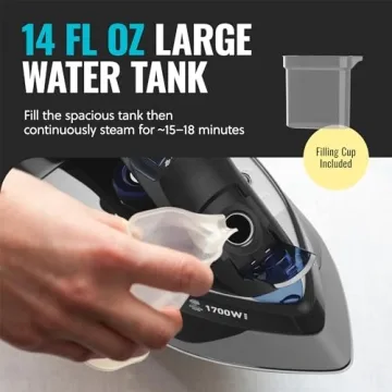 PurSteam 1700W Steam Iron with Self-Cleaning Soleplate