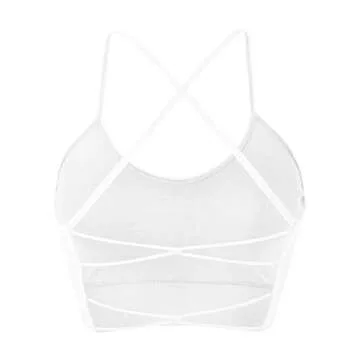 Vertvie Women's Strappy Sports Bra Criss Cross Back Padded Wireless Gym Bra Sexy Workout Yoga Bra Longline Tank Tops Bra(White,Medium)