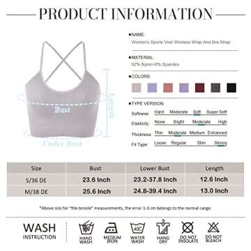 Vertvie Women's Strappy Sports Bra Criss Cross Back Padded Wireless Gym Bra Sexy Workout Yoga Bra Longline Tank Tops Bra(White,Medium)