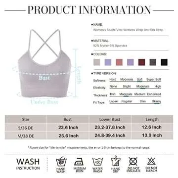Vertvie Women's Strappy Sports Bra Criss Cross Back Padded Wireless Gym Bra Sexy Workout Yoga Bra Longline Tank Tops Bra(White,Medium)