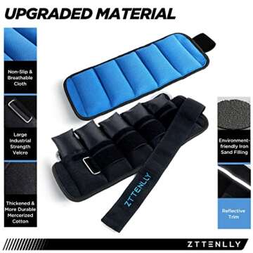 ZTTENLLY Adjustable Ankle Weights 10LBS Pair - Perfect for All Ages with Carry Bag