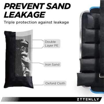 ZTTENLLY Ankle Weights Pair 10LBS with Carry Bag