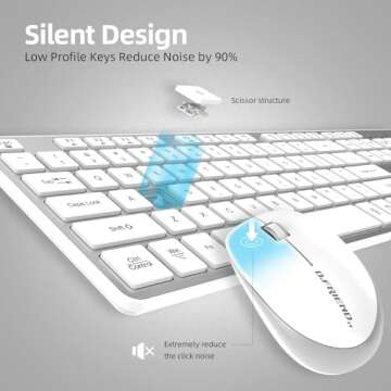 BFRIENDit Wireless Keyboard and Mouse Combo, Ultra - Quiet Chocolate Keys 2.4GHz Connection Slim Wir...
