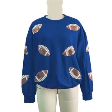 ChiyeeKiss Football Sequin Sweatshirt for Game Day Style