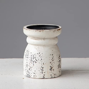 SOFE Rustic Candle Holder - Vintage White Wooden Pillar for Home Decor