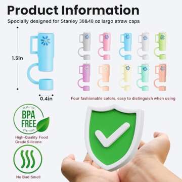 Cute Silicone Straw Covers for Stanley Tumblers - 10PCS