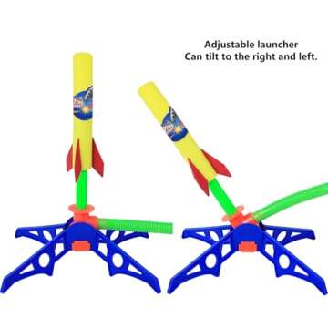 Kiddie Play Rocket Launcher for Kids to Step on with 6 Rockets Outdoor Toys Gift for Boys and Girls Ages 6 Years and Up
