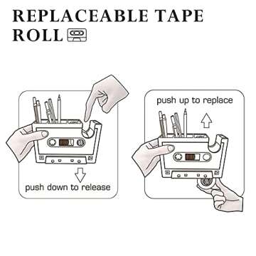 Aobopar Tape Dispenser Pen Holder, Retro Cassette Tape Dispenser, 80's Desk Accessories, Retro Office Supplies, Funny Cute Tape Dispenser (Blue-TD)