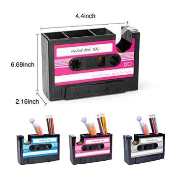 Aobopar Retro Cassette Tape Dispenser Pen Holder