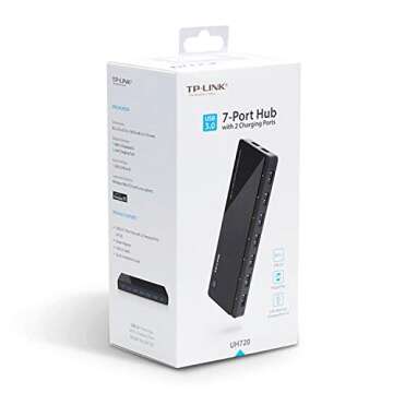 TP-Link Powered USB Hub 3.0 with 7 USB 3.0 Data Ports and 2 Smart Charging USB Ports. Compatible with Windows, Mac, Chrome & Linux OS, with Power On/Off Button, 12V/4A Power Adapter(UH720)