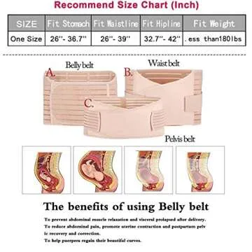 3 in 1 Postpartum Belly Band Support Recovery wrap Belly/Waist/Pelvis Belts Girdles for Women Waist Trainer Shapewear (Beige)