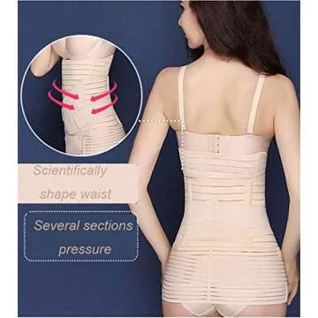 3 in 1 Postpartum Belly Band Support Recovery wrap Belly/Waist/Pelvis Belts Girdles for Women Waist Trainer Shapewear (Beige)